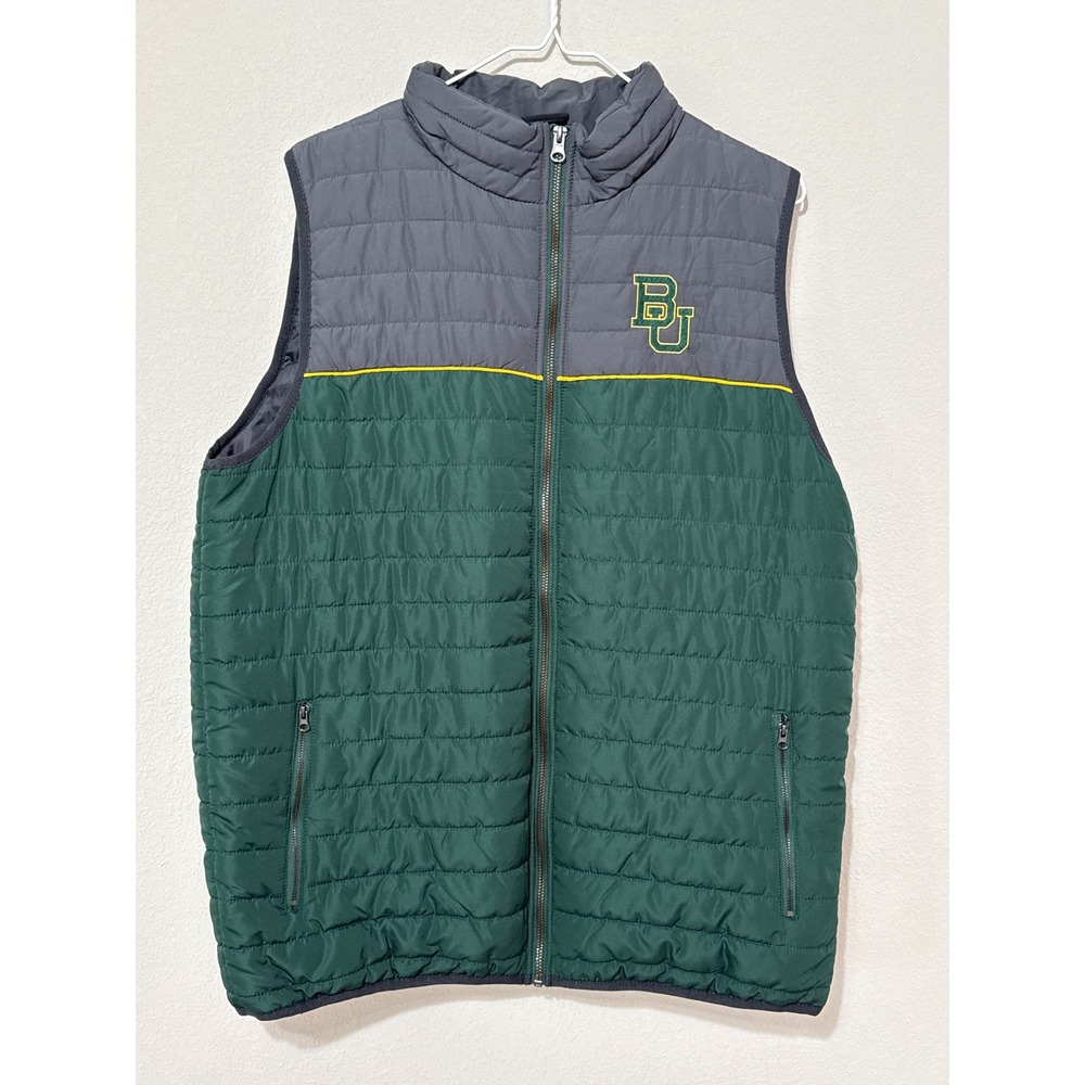 Baylor University Bears Full Zip Colosseum Green/Gray Puffer Vest Men's‎ Large